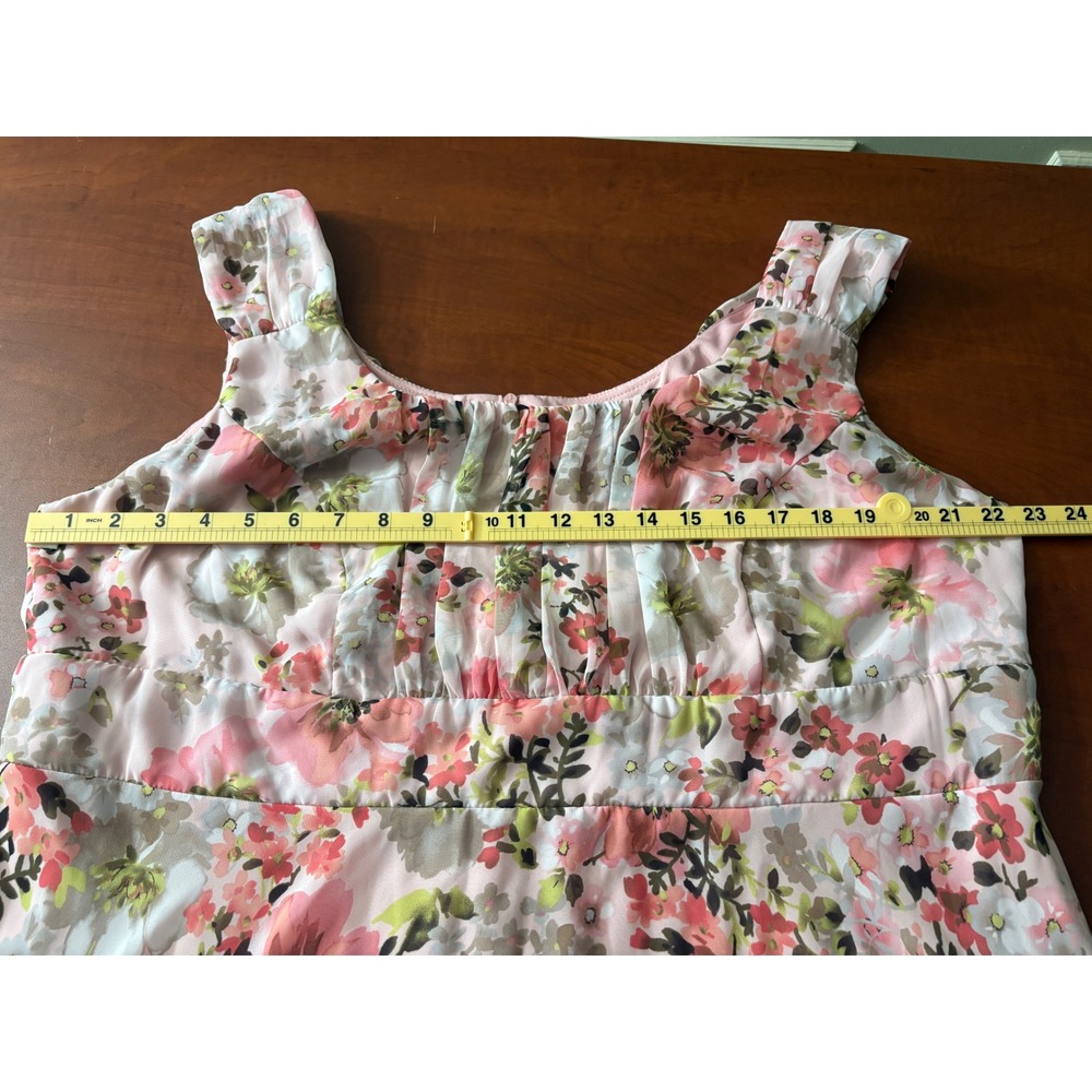 Signature Ella Pink Floral Empire Waist Chiffon Dress Plus Size 20W Sleeveless - Picture 5 of 7